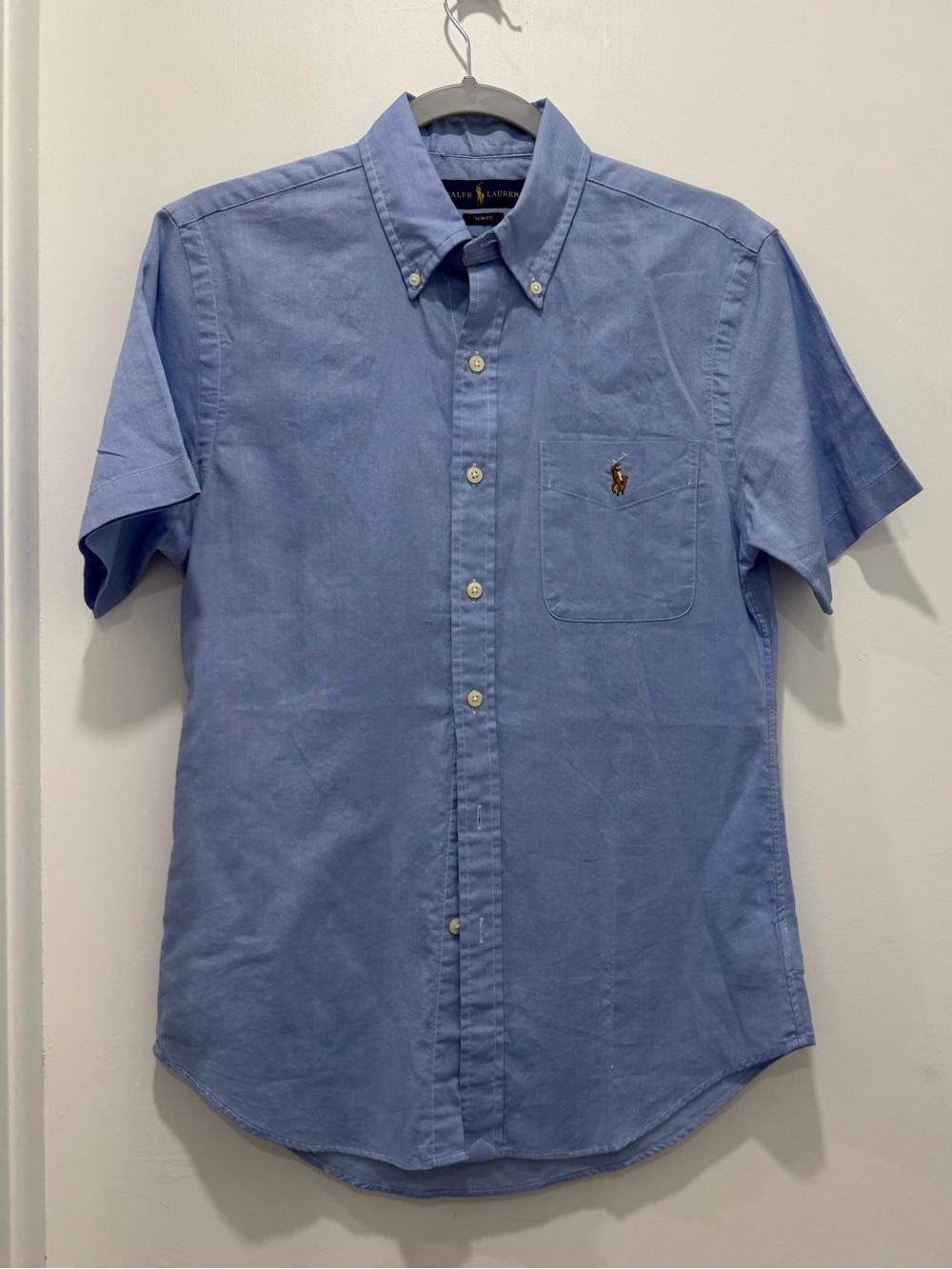 Ralph Lauren Men’s Button-Down Short Sleeve Shirt in Light Blue Sz S Slim fit
